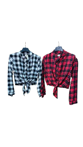 Camicia donna a quadri con nodo frontale