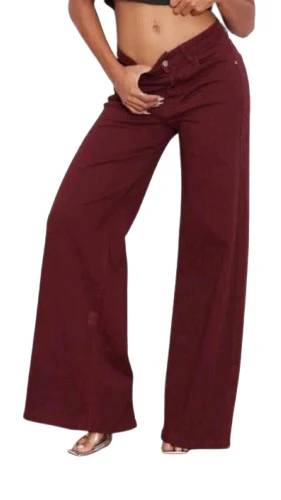 Jeans Donna Palazzo Vita Alta – Denim Blu Scuro Gamba Larga Chic